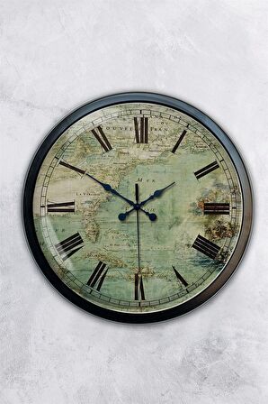 40 Cm Siyah Metal Eskitme Duvar Saati