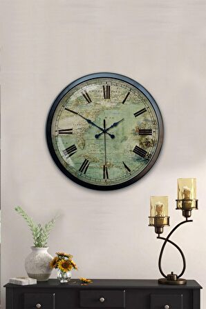 40 Cm Siyah Metal Eskitme Duvar Saati