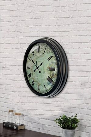 40 Cm Siyah Metal Eskitme Duvar Saati