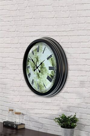 40 Cm Siyah Metal Eskitme Duvar Saati