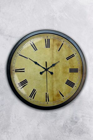 40 Cm Siyah Metal Eskitme Duvar Saati