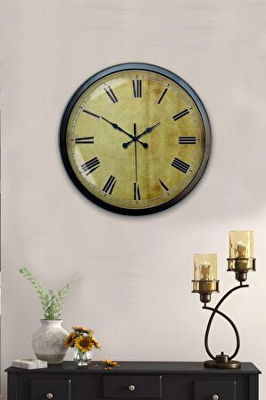 40 Cm Siyah Metal Eskitme Duvar Saati