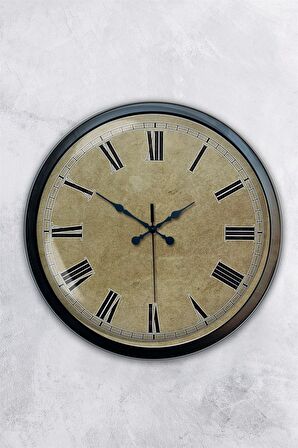 40 Cm Siyah Metal Eskitme Duvar Saati