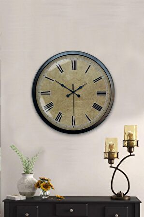 40 Cm Siyah Metal Eskitme Duvar Saati