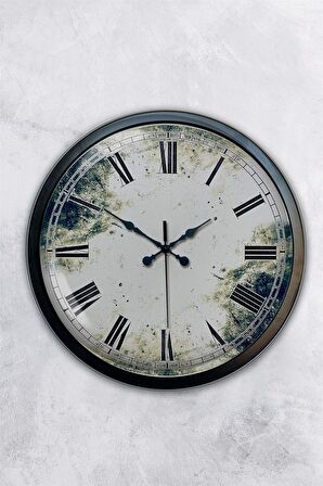 40 Cm Siyah Metal Eskitme  Duvar Saati