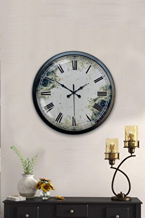 40 Cm Siyah Metal Eskitme  Duvar Saati