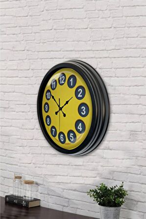 40 Cm Siyah Metal Eski Telefon Duvar Saati