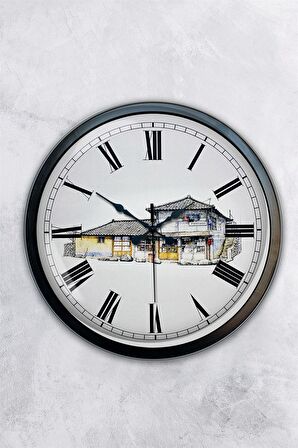 40 Cm Siyah Metal Eski Ev Duvar Saati