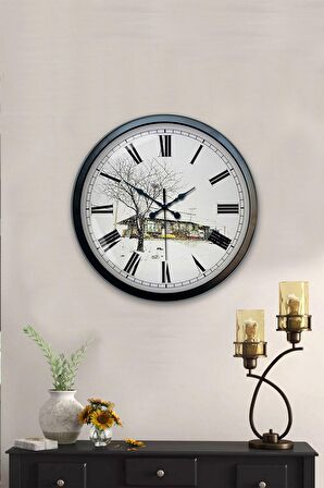 40 Cm Siyah Metal Eski Ev Duvar Saati