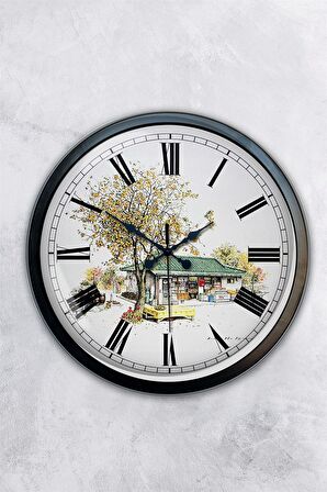 40 Cm Siyah Metal Eski Ev Duvar Saati
