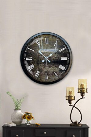 40 Cm Siyah Metal Eski Duvar Saati