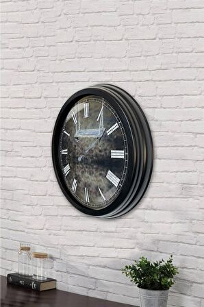 40 Cm Siyah Metal Eski Duvar Saati