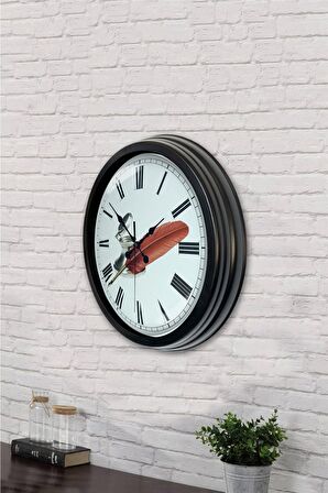 40 Cm Siyah Metal Eski Duvar Saati