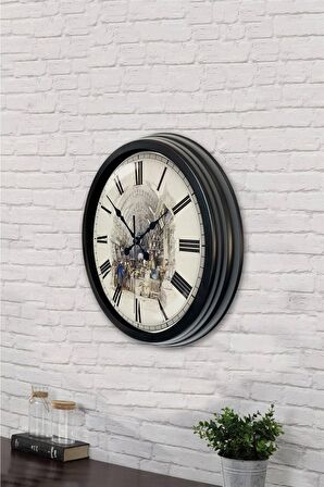 40 Cm Siyah Metal Eski Çarşı Duvar Saati