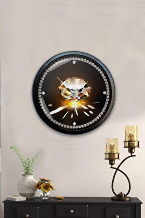 40 Cm Siyah Metal Elmas Duvar Saati