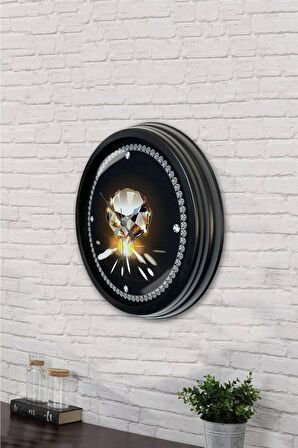 40 Cm Siyah Metal Elmas Duvar Saati
