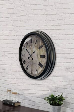 40 Cm Siyah Metal Eksitme Duvar Saati