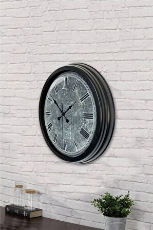 40 Cm Siyah Metal Eksitme Duvar Saati