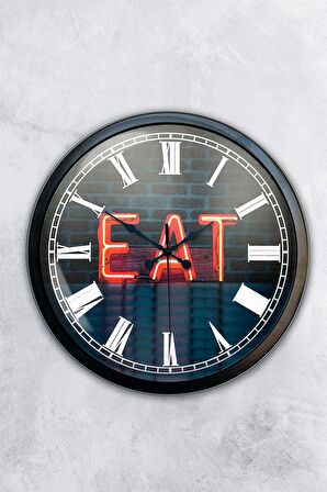 40 Cm Siyah Metal Eat Duvar Saati