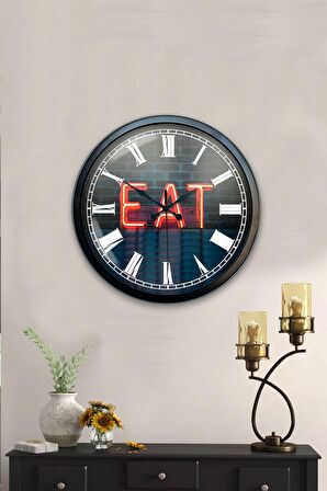 40 Cm Siyah Metal Eat Duvar Saati