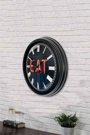 40 Cm Siyah Metal Eat Duvar Saati