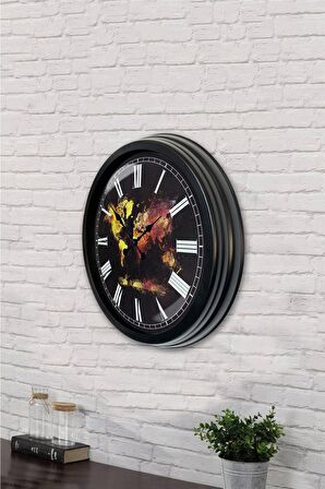 40 Cm Siyah Metal Dünya Haritası Duvar Saati