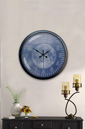 40 Cm Siyah Metal Dünya Duvar Saati