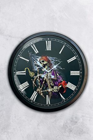 40 Cm Siyah Metal Dümen Duvar Saati