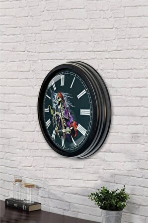 40 Cm Siyah Metal Dümen Duvar Saati