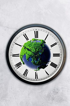 40 Cm Siyah Metal Doğal Duvar Saati