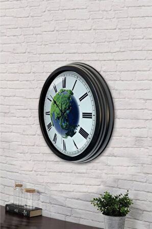 40 Cm Siyah Metal Doğal Duvar Saati
