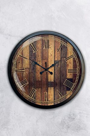 40 Cm Siyah Metal Doğal Duvar Saati