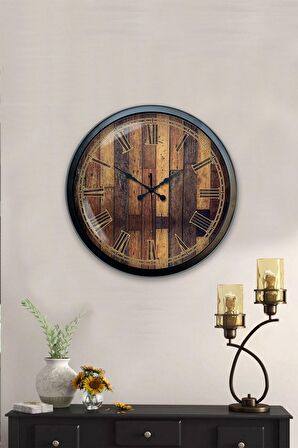 40 Cm Siyah Metal Doğal Duvar Saati