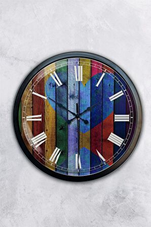 40 Cm Siyah Metal Doğal Aşk Duvar Saati