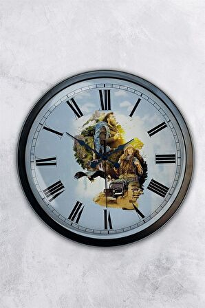 40 Cm Siyah Metal Doğa Serüveni Duvar Saati