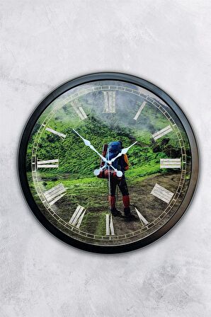 40 Cm Siyah Metal Doğa Duvar Saati