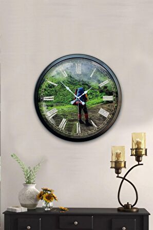 40 Cm Siyah Metal Doğa Duvar Saati