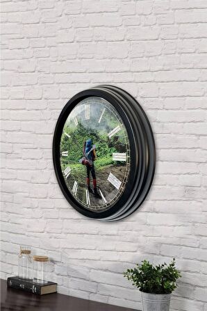 40 Cm Siyah Metal Doğa Duvar Saati