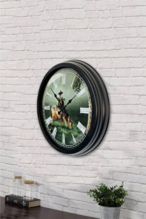 40 Cm Siyah Metal Doğa Duvar Saati