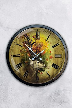40 Cm Siyah Metal Doğa Duvar Saati