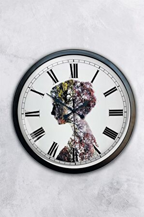 40 Cm Siyah Metal Doğa Duvar Saati