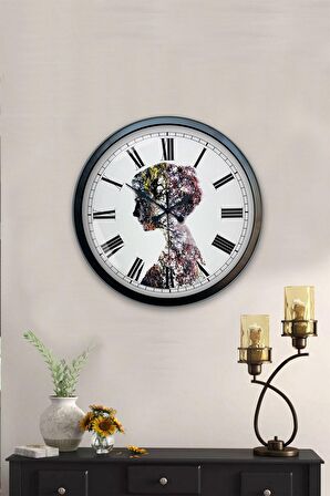 40 Cm Siyah Metal Doğa Duvar Saati