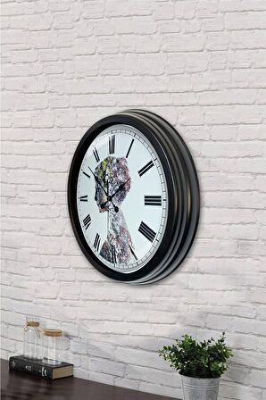 40 Cm Siyah Metal Doğa Duvar Saati