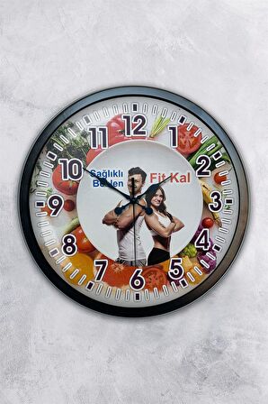 40 Cm Siyah Metal Diyetisyen Duvar Saati