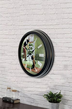 40 Cm Siyah Metal Diyetisyen Duvar Saati