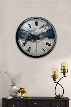 40 Cm Siyah Metal Diyar Duvar Saati