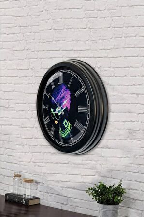 40 Cm Siyah Metal Disco Duvar Saati