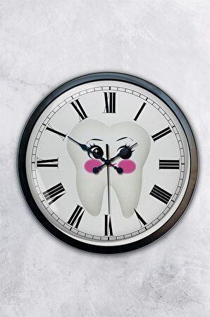 40 Cm Siyah Metal Dişçi Duvar Saati