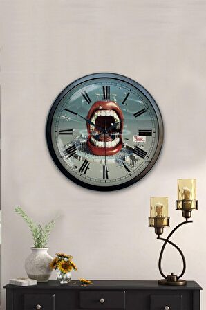 40 Cm Siyah Metal Diş Hekimi Duvar Saati
