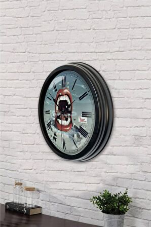 40 Cm Siyah Metal Diş Hekimi Duvar Saati